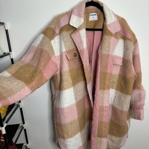 Plaid Pink and Tan Women's Coat